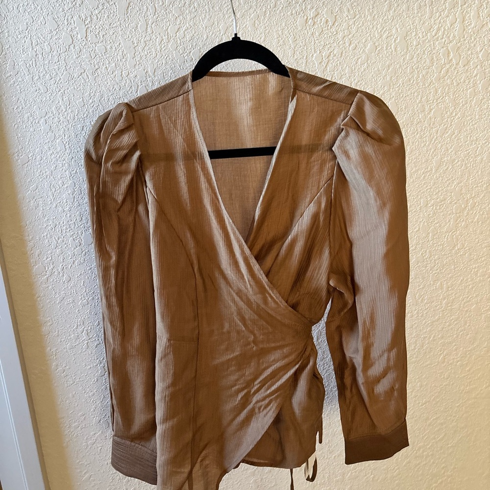 SHEIN Brown Wrap Blouse